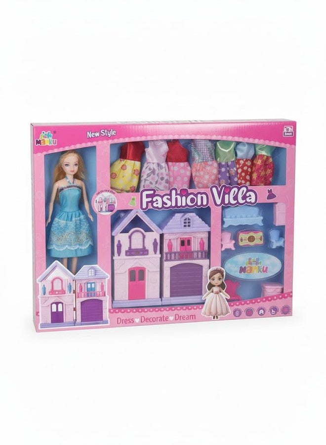 JALKAR "Fashion Villa Dollhouse and Doll Set from The Brand This Toy Set is Designed for Imaginative Play, Allowing Children to Create and Decorate a Dream Home for Their Dolls. - Image 1
